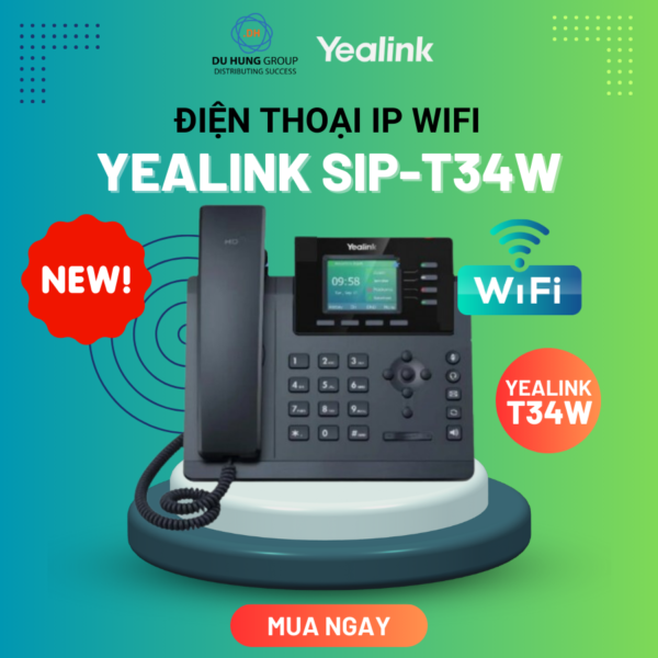 Điện thoại IP Yealink SIP-T34W - Tích hợp Wifi, 4 tài khoản SIP
